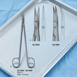 Tijeras Quirúrgicas Kelly de 175 mm, de Acero Inoxidable, Manuales, Reutilizables, para Cirugía General, Instrumento Médico con Certificación CE - Product Image 3