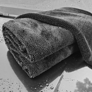 Car Cleaning <b>Towel</b> <b>Microfiber</b> 600GSM Lint Resistant Rectangle Black Gray For Car Washing - Product Image 4