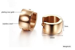 EKE072 <span class=keywords><strong>Orecchini</strong></span> a Cerchio Spessi in Acciaio Inossidabile 18k Placcato Oro, Stile Dubai, Incisione Personalizzabile, Ottima Offerta - Product Image 3