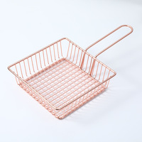 Nouveau panier à frites en fer avec poignée, mini passoire créative en maille pour la présentation des aliments sur le bureau