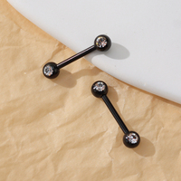 Anneaux de téton en acier inoxydable, anneaux de langue, barbells, anneaux de téton avec diamants CZ, bijoux de piercing corporel pour femmes et hommes