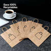 Sacs en papier kraft recyclables de luxe avec poignées en corde de coton et fond carré - Emballage personnalisé avec logo