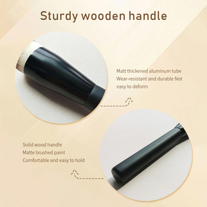 แปรงแต่งหน้าแบบด้ามไม้ หัวแปรงแบน ขนแปรงนุ่ม วีแกน สำหรับทารองพื้น - Product Image 4