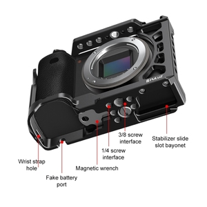 สำหรับ <span class=keywords><strong>Sony</strong></span> <span class=keywords><strong>A6500</strong></span> / A6400 / A6300 / A6000 PULUZ ชุดอุปกรณ์เสริมตัวกันสั่นแบบติดตั้งบนเคสโลหะสำหรับกล้อง - Product Image 4