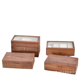 Boîte à bijoux en bois de noyer noir, boîte de rangement pour ornements et bijoux, boîte à cosmétiques multicouche de style tiroir, rangement en bois massif - Product Image 5