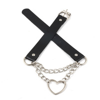 Punk Rock Sm Fétiche Couple Cosplay Choke Bondage Esclave Métal Maid En Cuir Collier De Cou