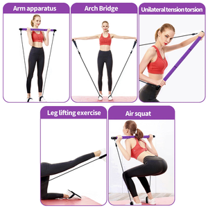 4 Resistance <span class=keywords><strong>Bands</strong></span> Thiết Bị Tập Luyện Di Động Hoàn Hảo Kéo Dài Fusion Tập Thể Dục Bar, Chân, Butt Pilates Bar <span class=keywords><strong>Kit</strong></span> - Product Image 4