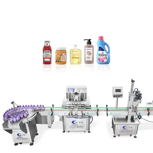 Automatic Filling Production Line Chemicals Liquid Cosmetic Cream Body Lotion Shampoo Detergent Liquid Fluid Paste Filling