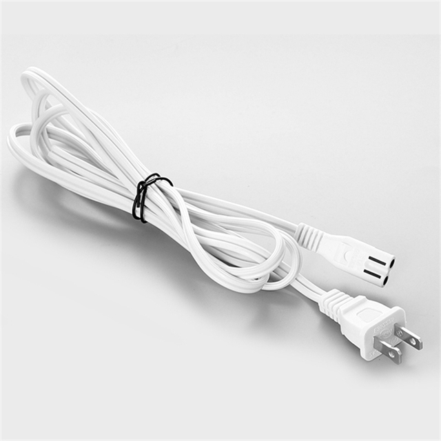 IEC C7 Power Cable - 2-Pin US Plug 120V 5FT White Cord for PC/Laptop 18AWG Copper