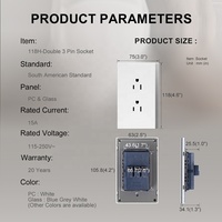 Salida de pared doble americana para EE. UU. Enchufe estándar PC sin marco Salida de receptáculo dúplex blanco con margen intercambiable