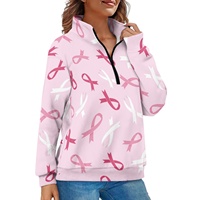 Nouveau sweat à fermeture éclair à manches longues pour femmes de sensibilisation au cancer du sein