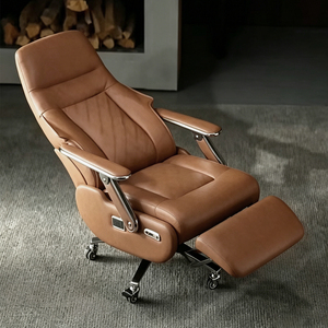 Silla de Oficina Ejecutiva Ergonómica de Cuero Genuino con Masaje Eléctrico |   Sillón Reclinable con Calefacción y Ventilación, Diseño de Lujo Ligero y Giratorio - Product Image 5