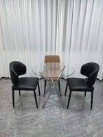 Table basse moderne en verre trempé rond avec pieds en acier, design écologique pour la maison et le bureau, meubles de salon