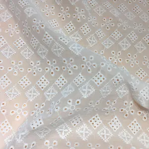 Renda bordada de algodão rxf2130, ilheta em estoque branco