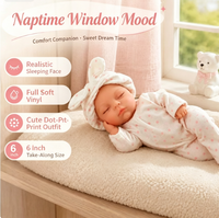Poupée Reborn réaliste miniature de 6 pouces, en silicone solide, avec pyjama à oreilles de lapin, jouet compagnon mignon, cadeau pour filles et enfants