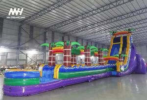 Grand toboggan aquatique gonflable commercial à deux pistes pour adultes, en PVC, avec un design de palmier et une <span class=keywords><strong>piscine</strong></span> - Product Image 6