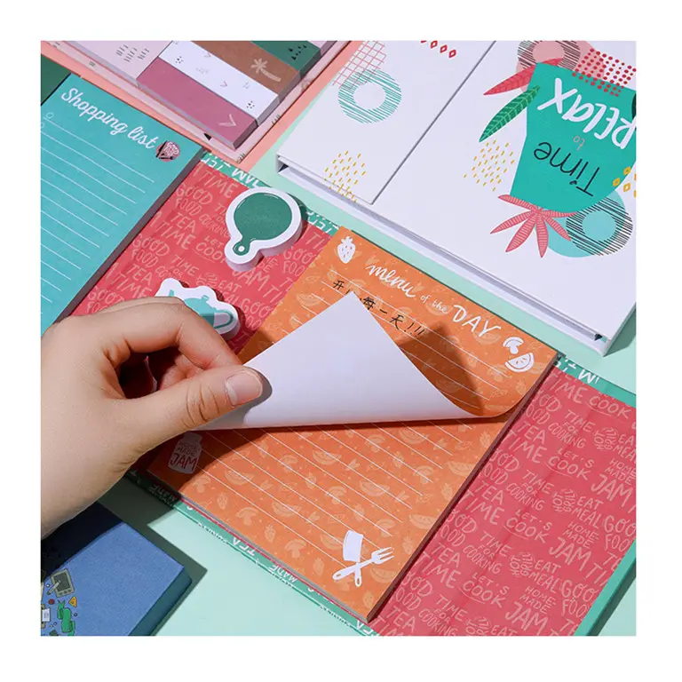 Hot Sale Stationery Pocket Sticky Note Various Sizes Personalized Fashionable Colorful Cartoon Memo Pads Customize Color