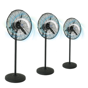 Ventilateur sur pied industriel compact haute vitesse de 20 pouces, refroidi par air, en métal ondulé, OEM, pour extérieur, 3 vitesses, rechargeable - Product Image 1