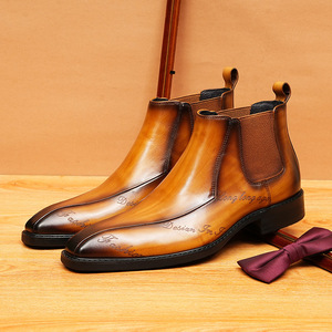 Chaussures Derby décontractées pour hommes en cuir de vachette, à bout rond, semelle épaisse et talon bas, personnalisables en gros, idéales pour les fêtes et banquets - Product Image 1