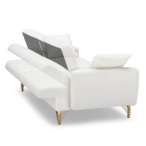 Canapé-lit convertible 2-en-1 compact et réglable pour salon, canapé deux places blanc en tissu Teddy pour appartement - Vente en gros - Product Image 2