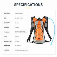 Sac à dos d'hydratation ergonomique en polyester imperméable OEM/ODM, vente en gros d'usine, avec poche à eau pour sports de plein air, escalade et randonnée