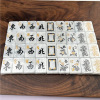 Grosir Pabrik Set Mahjong Amerika hitam 160 34mm ubin Mahjong akrilik pola Logo warna-warni Set Mahjong