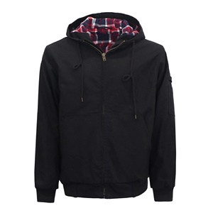 Veste de sécurité en toile ignifuge isolée FRC3004 noire avec capuche amovible, vêtements de protection ignifuges pour les travailleurs industriels - Product Image 1