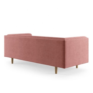 Divano Nordico Futon Imbottito in Velluto Rosa Chesterfield Sezionale Quadrato per Soggiorno Villa Park - Product Image 4