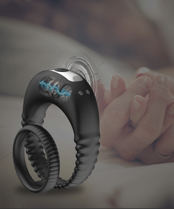 Hoge Kwaliteit Siliconen Sterke Dubbele Haan Ringen Vibrerende Mannelijke Penis Bondage Ring Duurzame Training Volwassen Seksproduct - Product Image 2