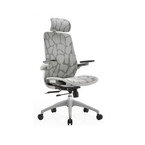 เก้าอี้สํานักงานแบบกําหนดเองเบาะที่นั่งสบายแบบสูงกลับรูปแบบพอดีเก้าอี้สํานักงานตาข่ายสีเทาตามหลักสรีรศาสตร์พร้อมเท้าไนลอน - Product Image 4