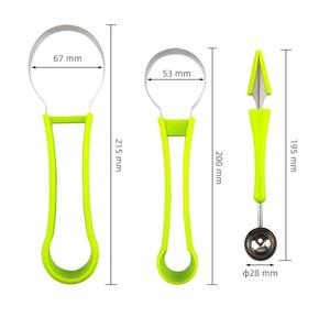 Professional 4 in 1 Stainless Steel Watermelon Cutter <b>Vegetable</b> <b>Fruit</b> Carving Knife <b>Tools</b> Set <b>Fruit</b> Cutting <b>Fruit</b> Core Remover - Product Image 4