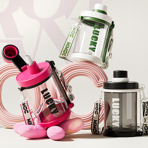 Lucky Double Drink Water Bottle Large Capacity Portable With Straw Bpa Free For Travel Summer Use - Product Image 4