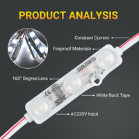 Module LED étanche 12V haute luminosité, module d'injection à 3 LED avec lentille 160 degrés pour caisson lumineux extérieur et lettres lumineuses