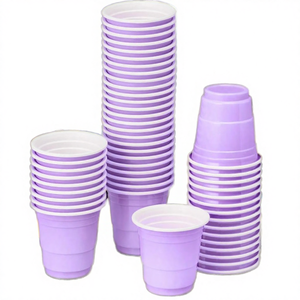 Lot de 50 gobelets jetables personnalisés en PS violet à paroi simple de 2 oz pour vin/bière/jus - Product Image 4