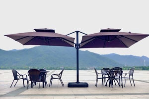 Sombrilla Grande de Doble Cara con Luces LED Solares para Jardín o Patio, Impermeable, 3m de Radio, con Manivela, para Exteriores, Patio, Parque, Playa - Product Image 2