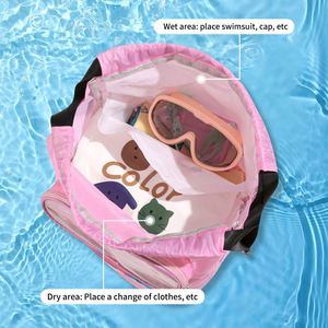 Bolsa de natación de verano para niños, bolsa de almacenamiento para equipo de entrenamiento de piscina, organizador de bolsa de natación con dibujos animados, mochila con cordón - Product Image 3