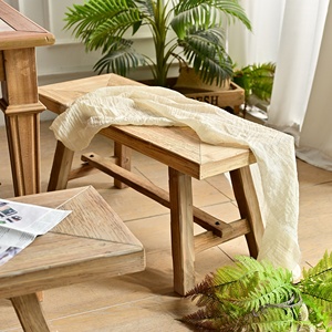 Muebles de Estilo Rústico Contemporáneo Personalizados, Banco Largo de Madera, Silla Rústica para Sala de Estar - Product Image 4