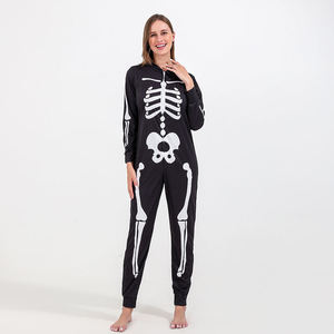 Pijamas Familiares Divertidos de Halloween con Estampado de Esqueleto, Sudadera con Capucha y Cremallera, Ropa de Estar por <span class=keywords><strong>Casa</strong></span> para las Fiestas - Product Image 3