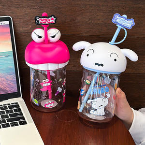 Vaso de cristal con pajita Crayon Shinchan de 500 ml con tapa y pajita para niños y adultos, regalo de primavera 2025 - Product Image 4