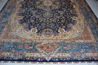Tapis en soie d'Ouzbékistan personnalisé 9x12, noué à la main, bleu, design persan de luxe, tapis chinois de haute qualité, fait à la main pour l'Allemagne