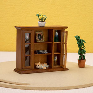 1:12 bébé maison bricolage jouet Miniature meubles en bois et cheminée modèle armoire murale avec porte double support de rangement pour décorations - Product Image 2