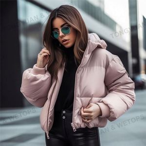 Manteau avec logo personnalisé, grande <span class=keywords><strong>taille</strong></span> 2023, vêtements d'extérieur courts pour femmes, vêtements d'hiver, veste bouffante pour femmes - Product Image 6