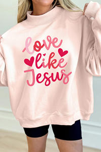 Dear-Lover Abbigliamento Boutique all'Ingrosso <span class=keywords><strong>Felpa</strong></span> Rosa Chiaro 'Love Like Jesus' per San Valentino con Collo Alto - Product Image 4
