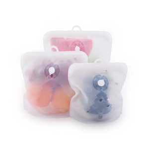 Sacs de conservation alimentaire en silicone anti-fuite à fermeture éclair, réutilisables, écologiques, de qualité alimentaire, pour congélateur, liquides et collations - Vente chaude - Product Image 1