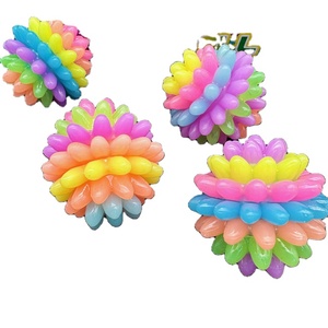 HAPU Factory No <b>Lights</b> 5.5cm Boom <b>Rainbow</b> Ball Bounce Ball Flicker Air Plastic Sports Toy Children's Gift Elastic Cat Dog Toy - Product Image 1