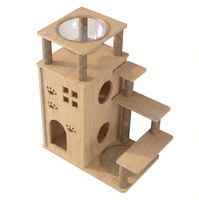 Villa pour chat moderne, luxueuse et durable |   Grande maison pour chat en bois, design capsule spatiale |   Plateforme d'escalade à 3 marches |   Poteaux en sisal |   Paw
