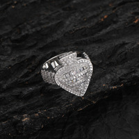 Bague de mariage traditionnelle en forme de grand cœur glacé de luxe, laiton plaqué or véritable, plaqué rhodium, zircone cubique de laboratoire 5A, bagues pour femmes