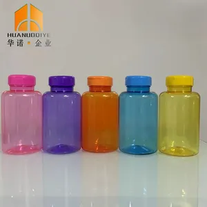 Hap sakızlı vitamin sağlık takviyesi konteyner için 200CC renkli PET kapsül plastik şişe