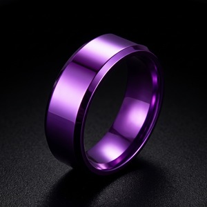 ミニマリストな幅広無地マットブラックステンレスリング、男女兼用結婚指輪 - Product Image 2