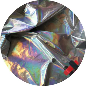 Grosir Kain Foil Glitter Dilapis Perak Pelangi Warna-warni untuk Mainan dan Garmen
